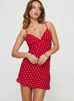 Eco Friendly Dye Feminine relaxed mini Chara Mini Dress Red