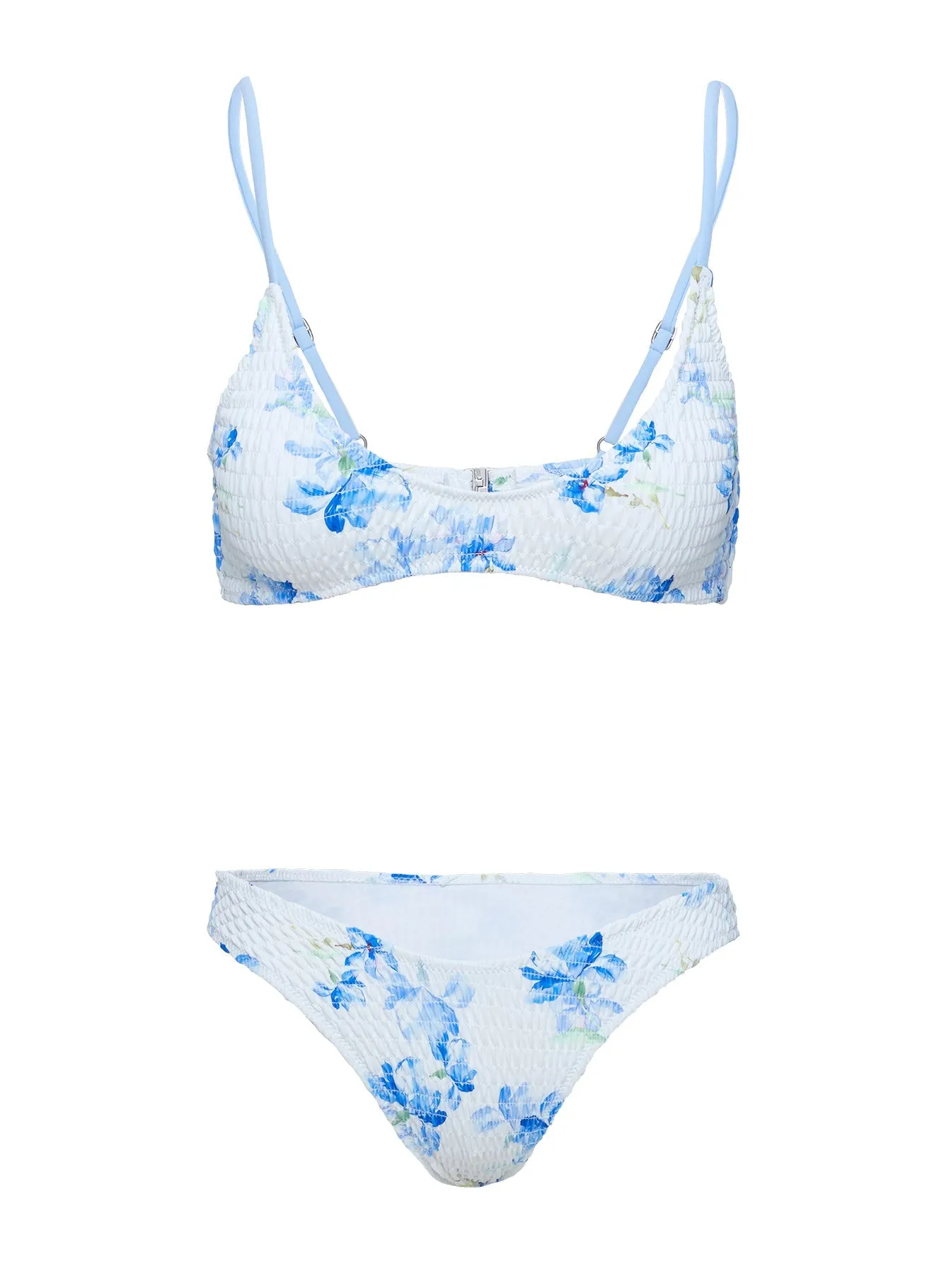 Summit Ruched Bikini Top Blue / White Stacked Cushioning Flex Foam Padding