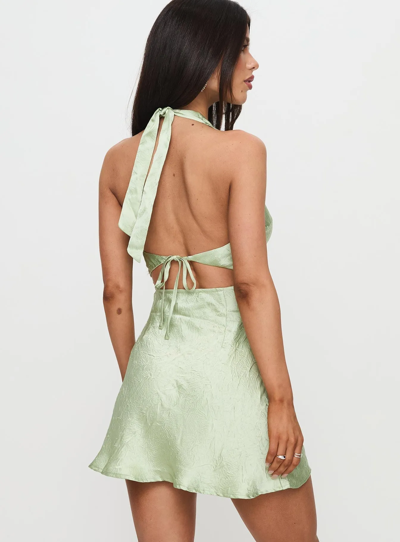 Travel Light Mysteria Halter Mini Dress Green