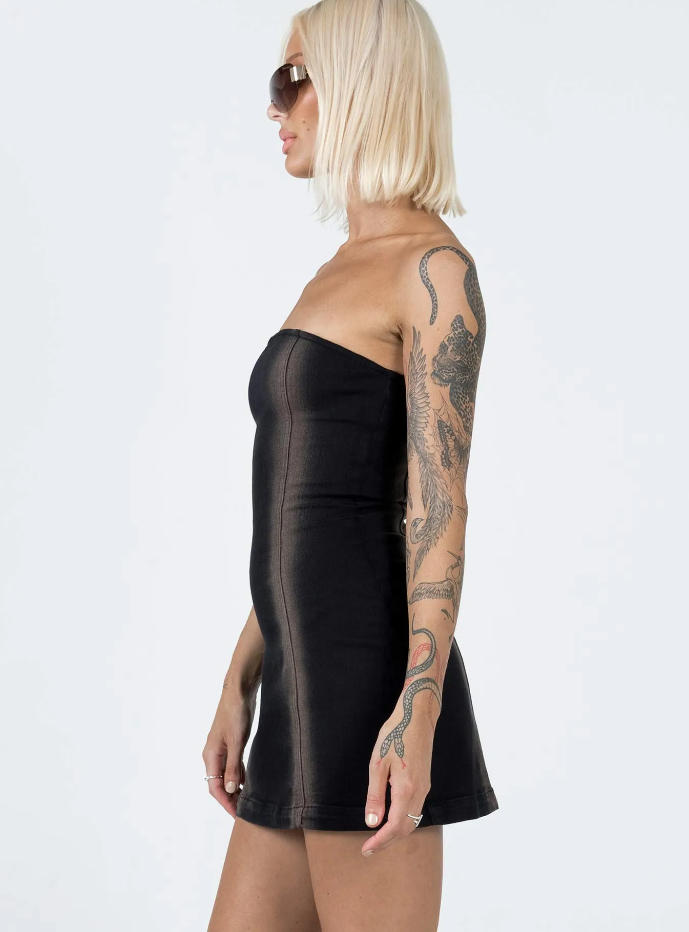 Pre Show Denim Mini Dress Black Fun casual mini