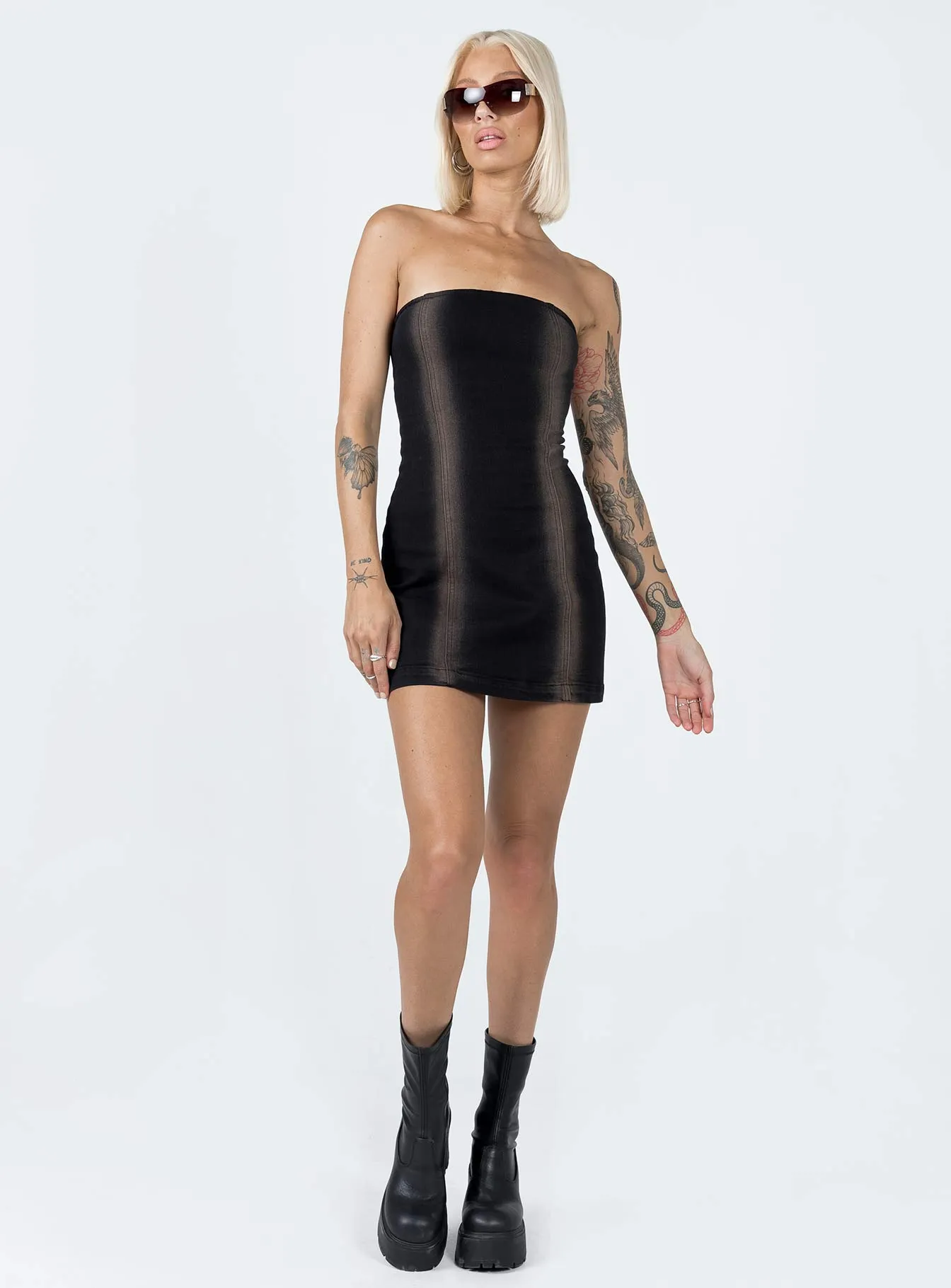 Pre Show Denim Mini Dress Black Glow Mood Recycled Polyester Material