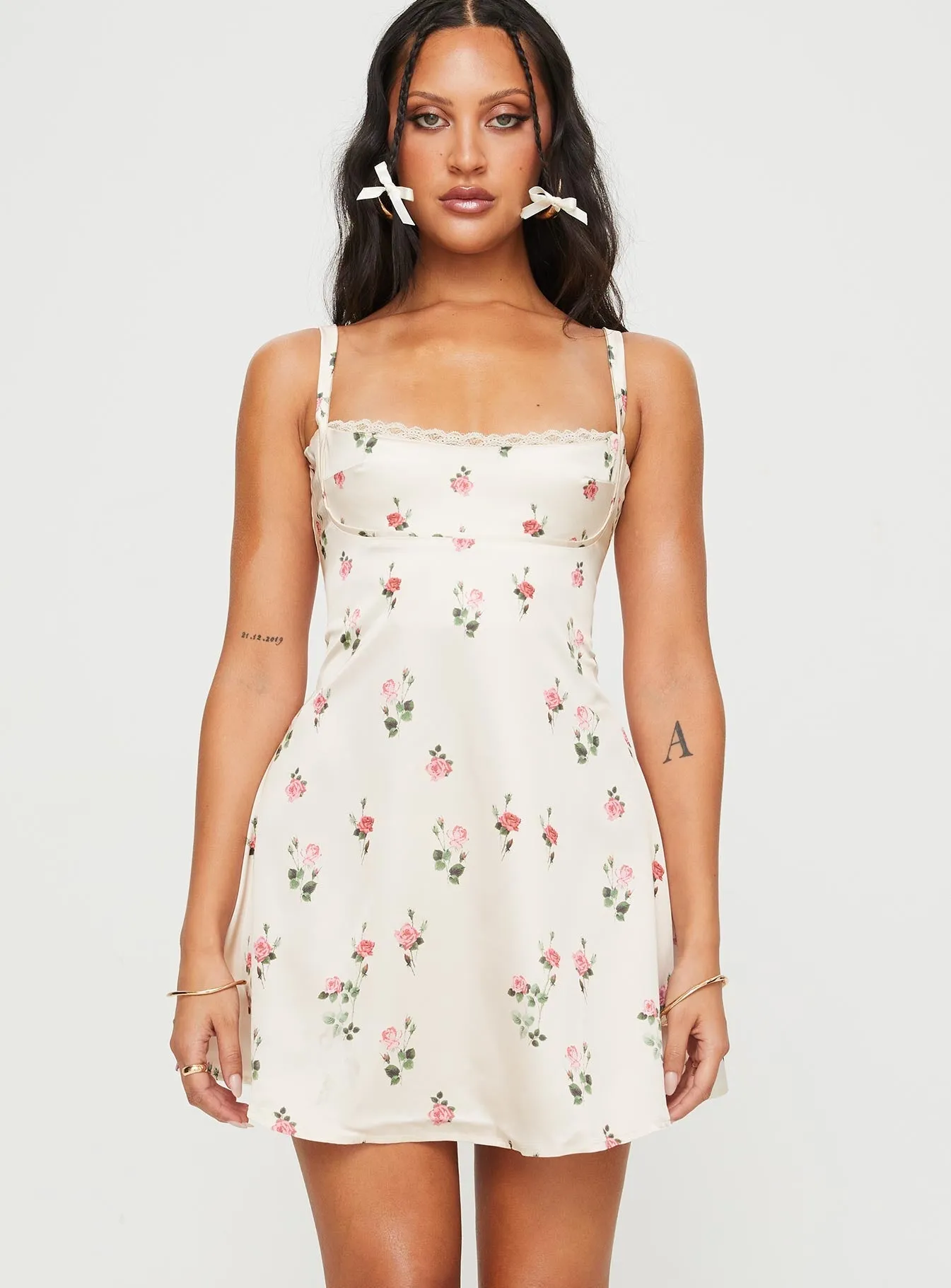 Remini Satin Mini Dress Floral Show Chic Street Icon