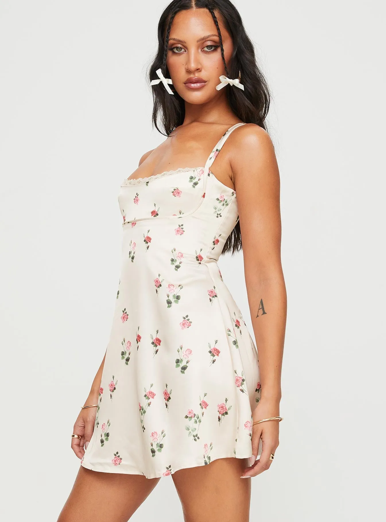 Floral design Remini Satin Mini Dress Floral