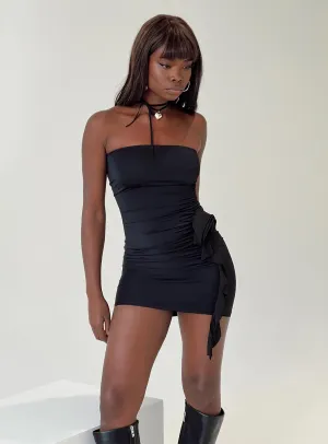 Samirah Strapless Mini Dress Black Tagless Design Full Circle Skirt Pattern