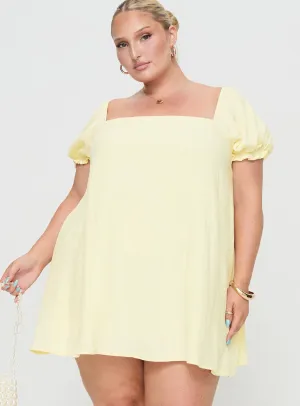 Odor Resistant Finish Beyond Linen Blend Mini Dress Yellow Curve