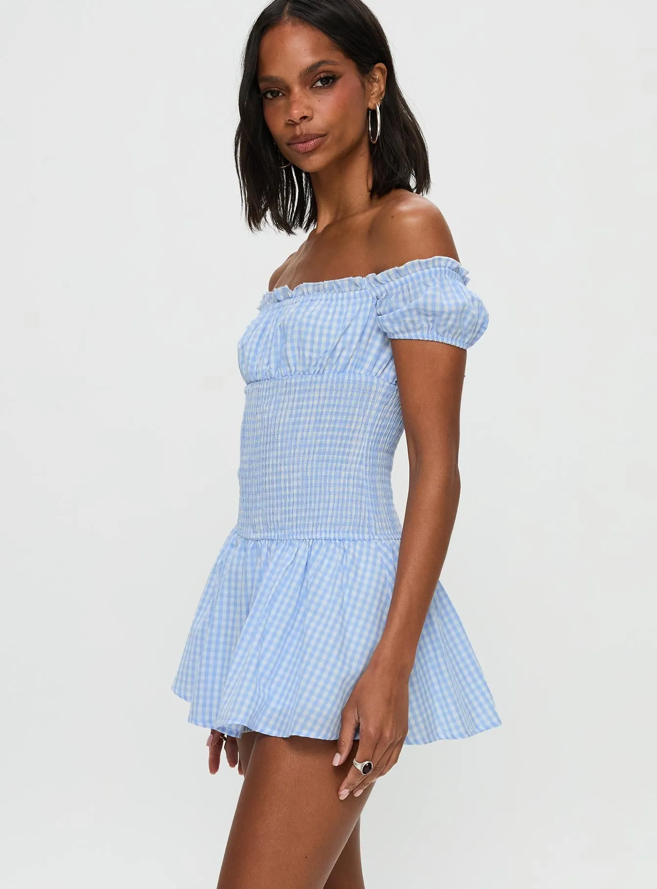 Party Proof Count My Blessings Playsuit Blue Check