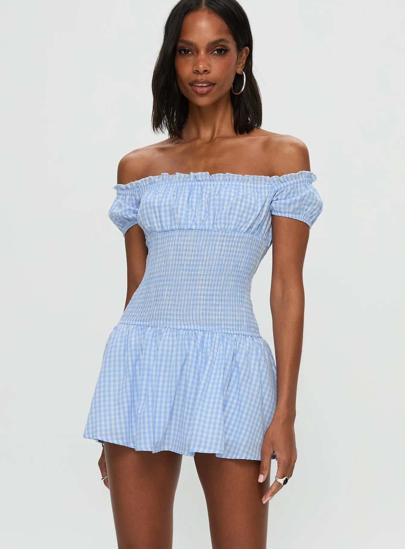 Count My Blessings Playsuit Blue Check Flattering Silhouette Vibrant Fashion Look
