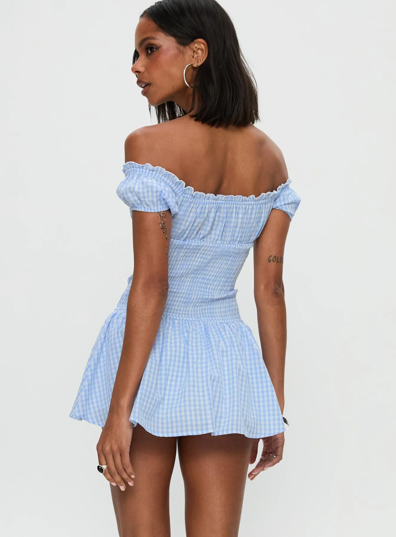 Bold Silhouette Count My Blessings Playsuit Blue Check