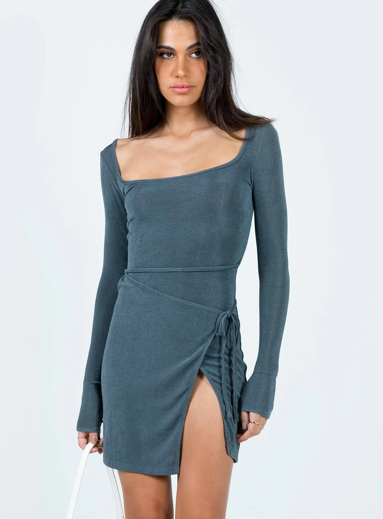 Ura Long Sleeve Mini Dress Grey Style Pop
