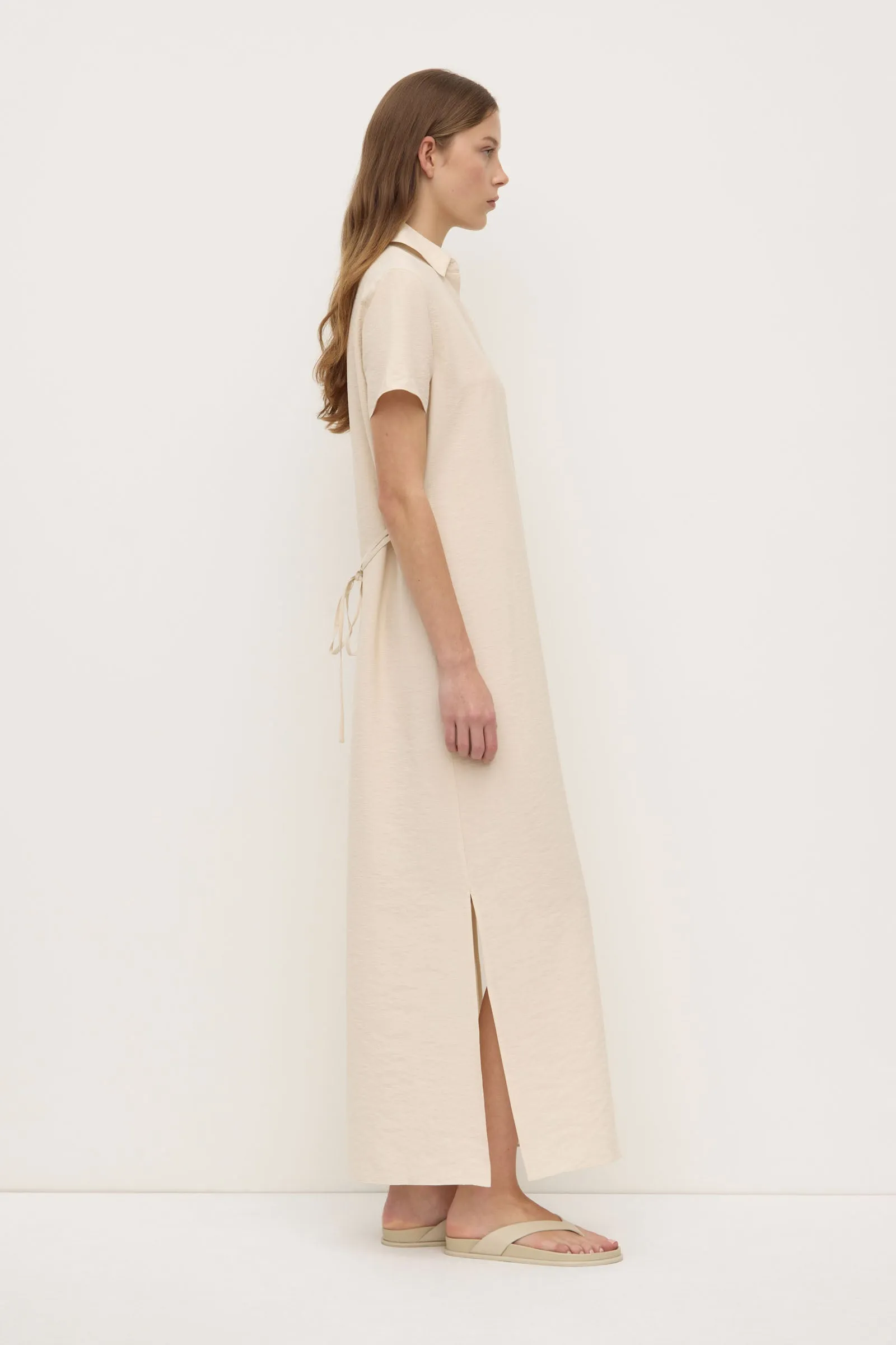 Heather Silk Blend Shirt Dress QuickDry Material
