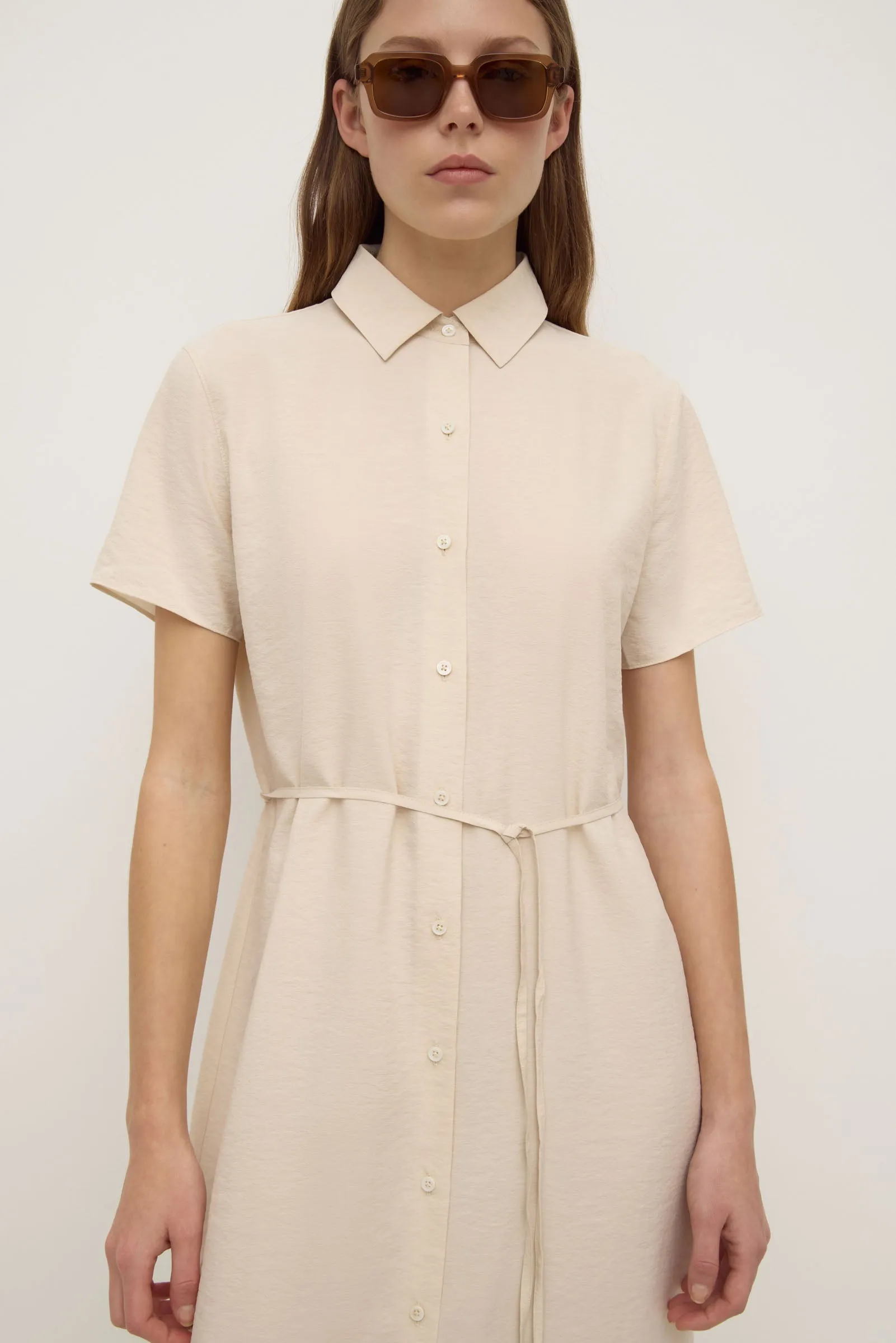 World Tone Pure Cotton Heather Silk Blend Shirt Dress
