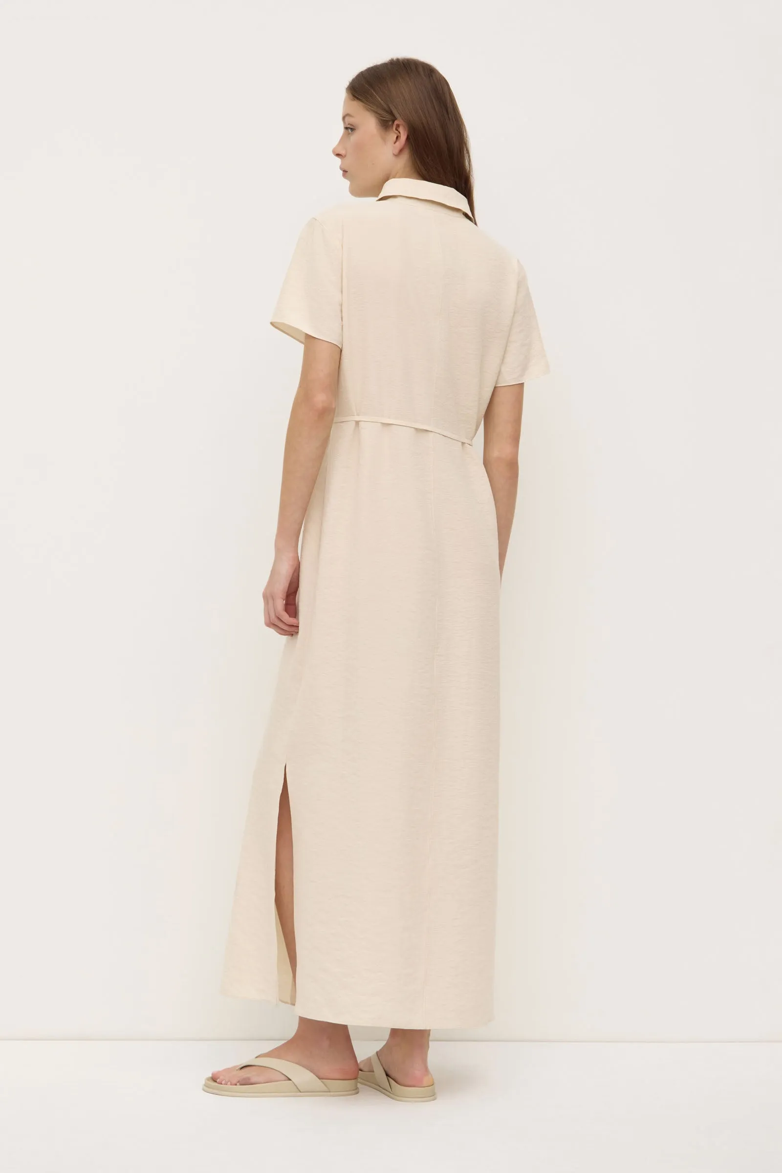 LightweightKnit Heather Silk Blend Shirt Dress