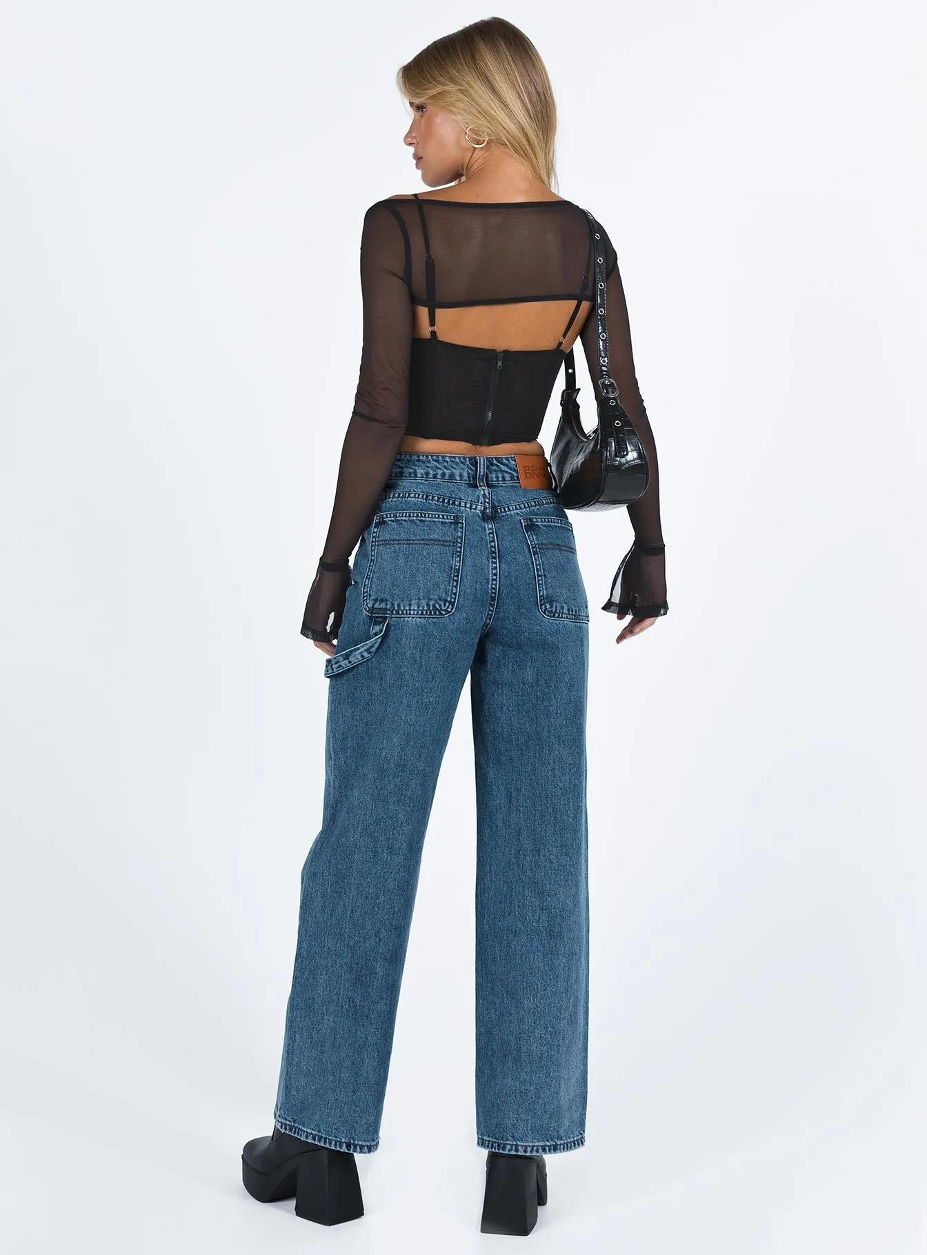 Lightweight Denim Outdoor Casual Dina Straight Leg Jeans Dark Wash Denim