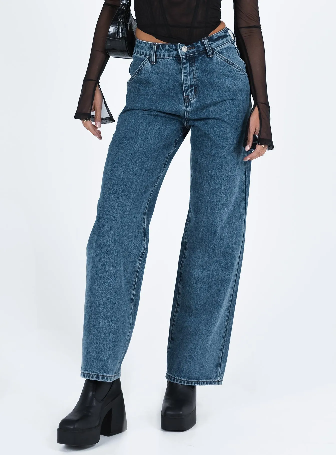 Dina Straight Leg Jeans Dark Wash Denim Artist Vibe Premium