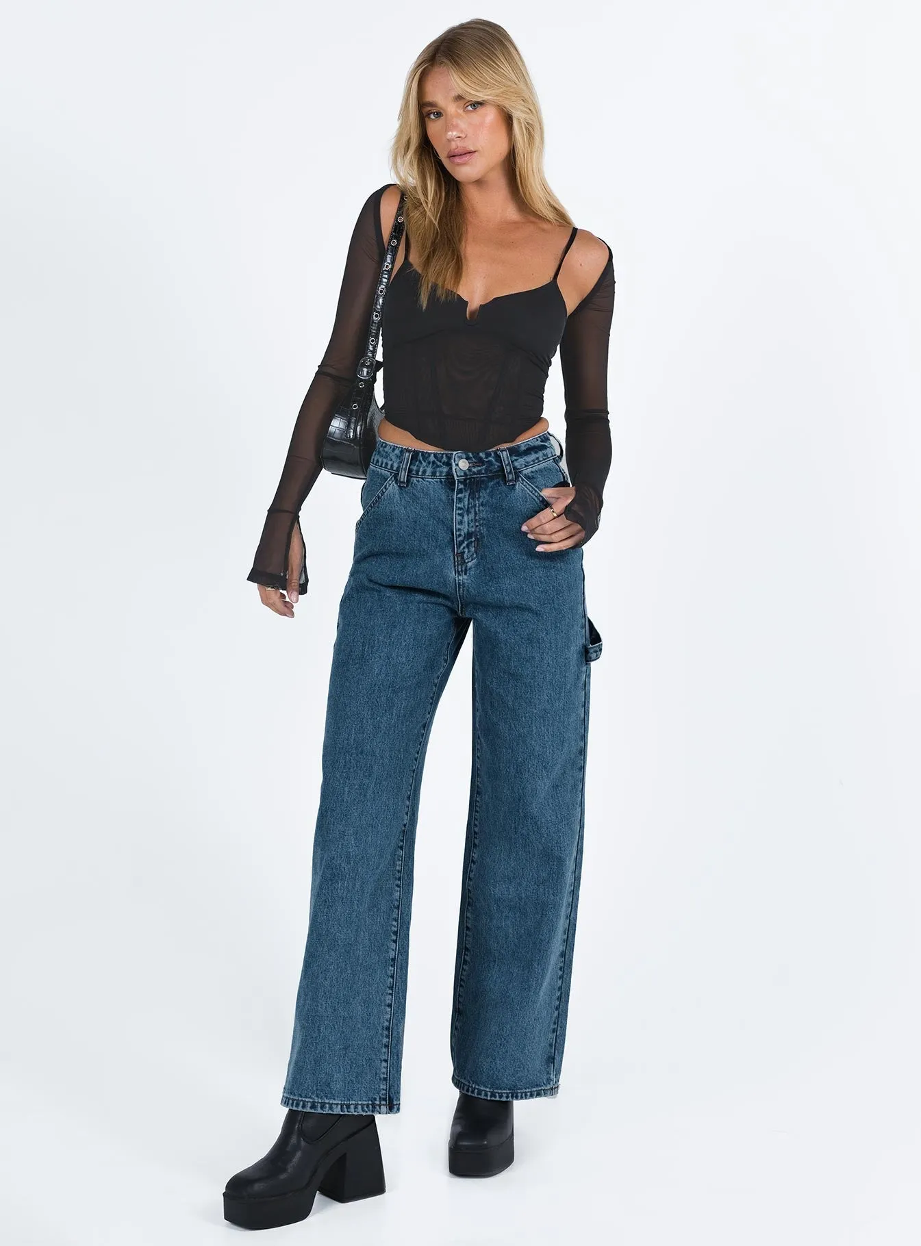 Dina Straight Leg Jeans Dark Wash Denim Creative Look Work Ready Lightweight Minimalist Style Festival Outfit Loose