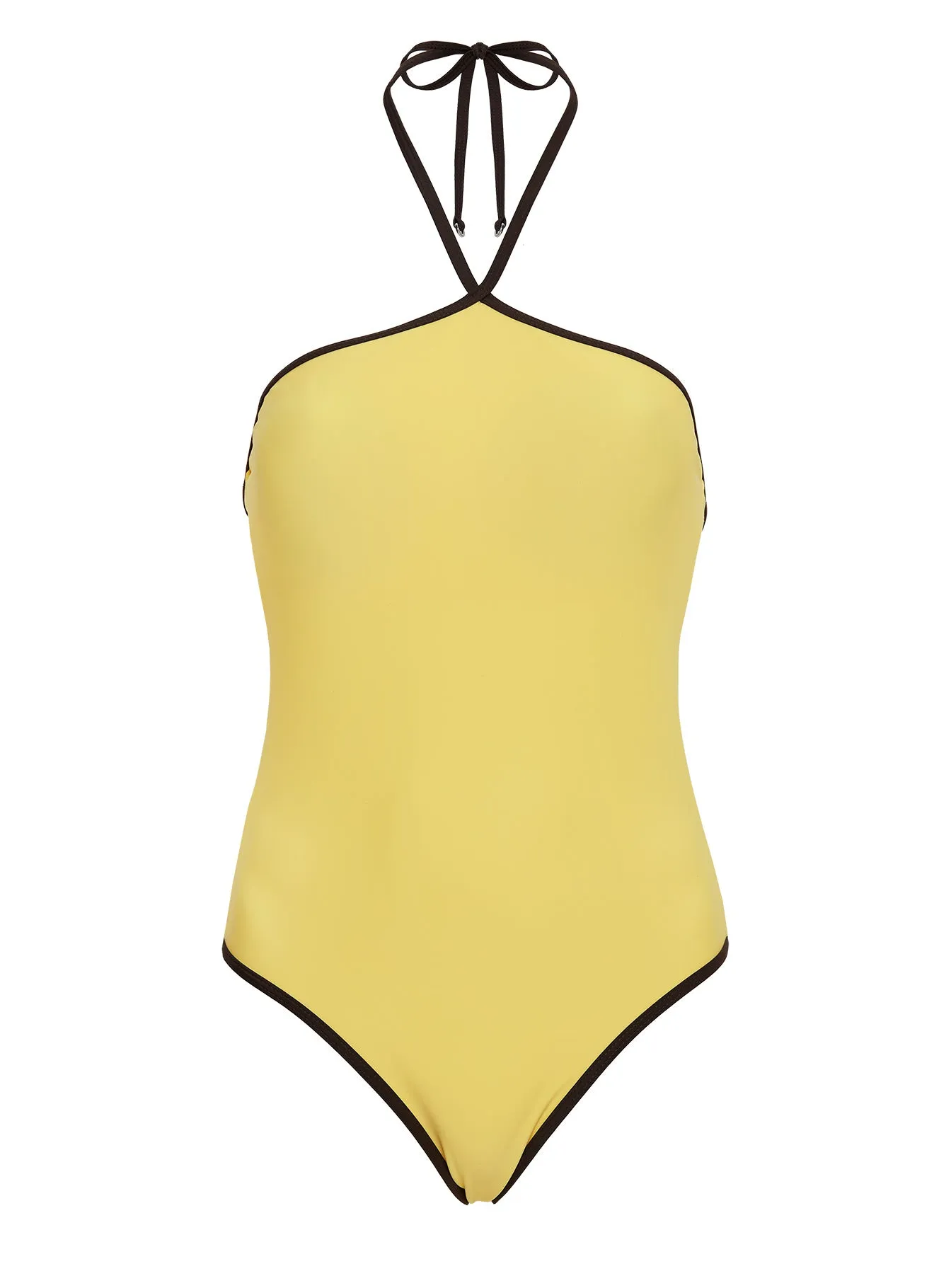 Ila Halter One Piece Bikini Yellow / Brown Reinforced Stress Points Four Way Stretch Material