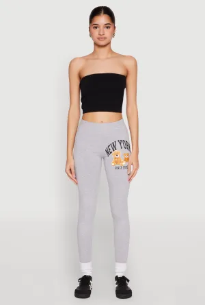 New York Since 1995 Bear Graphic Leggings Ultra Light Plus Size