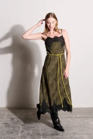 Bias Slip Dress in Lime Spittle QuickDrying Material