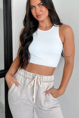 Lightweight Construction Aftershock Ribbed Brami Crop Top (White)