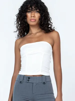 Zyra Strapless Top White Soft Hoodie