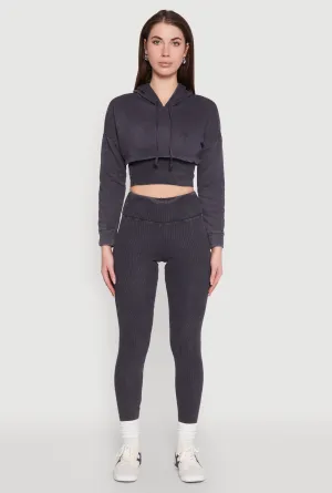Outdoor Lover Home Lounge Street Comfort Rib Knit Mineral Wash High Waisted Leggings