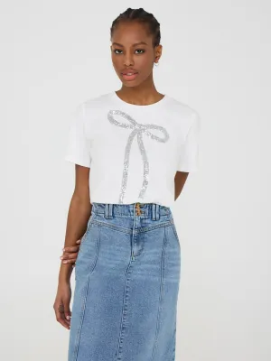 SoftenedEdges Short Sleeve T-Shirt With Sequin Bow