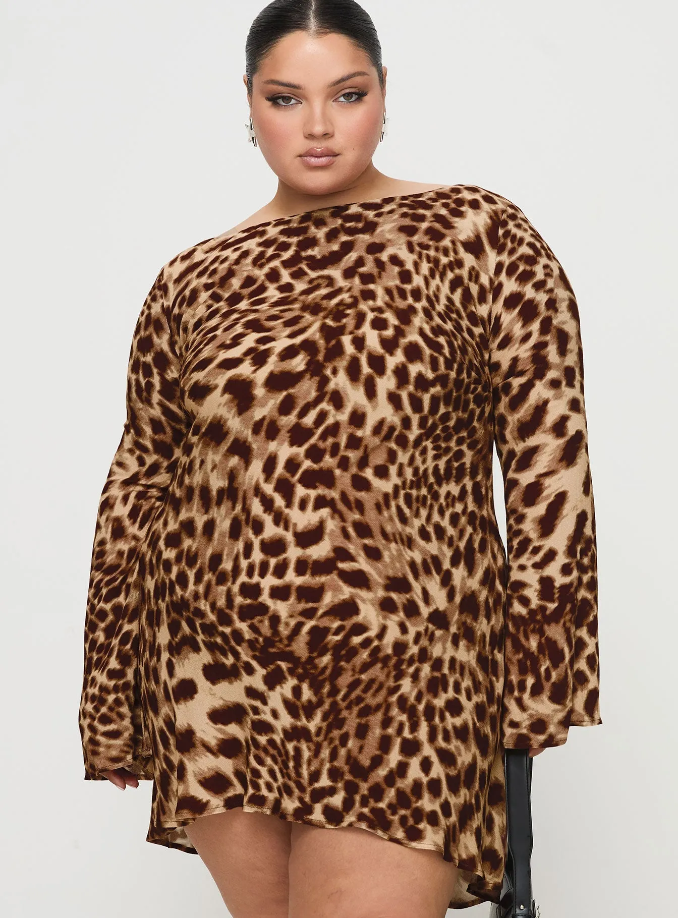 Halo Bias Mini Dress Leopard Curve Trend Soft Urban Style