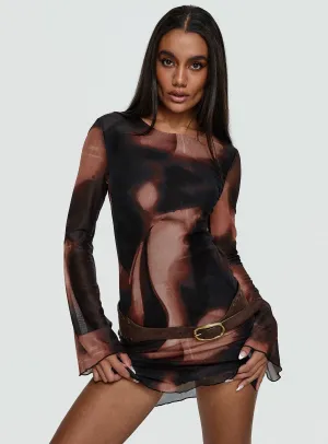 Nyxia Long Sleeve Mini Dress Multi Comfortable work-to-play dress
