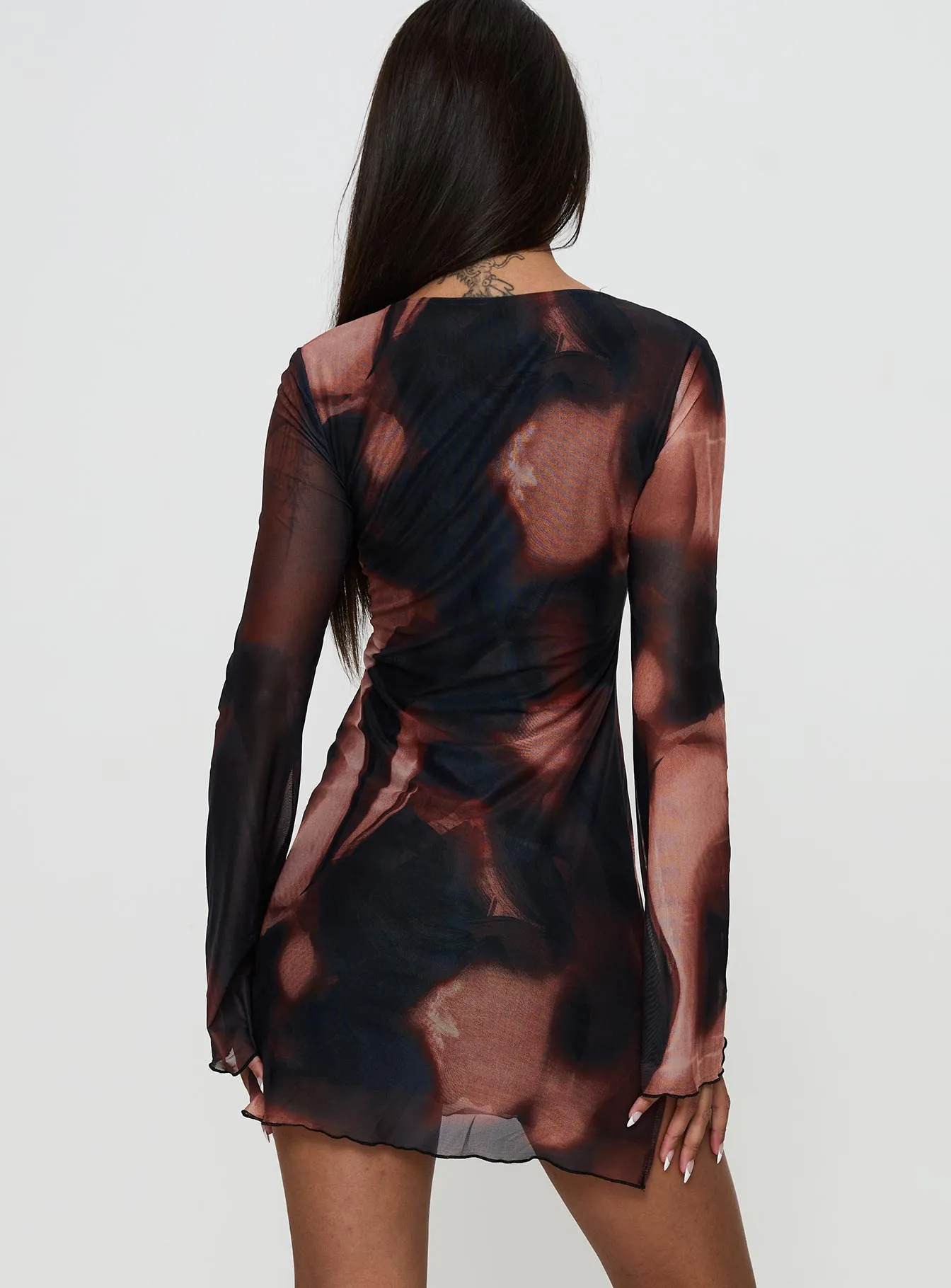 Simple Style Shine Pop Nyxia Long Sleeve Mini Dress Multi