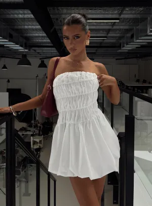 Simple Wear Edge Warm Karenza Bubble Hem Mini Dress White