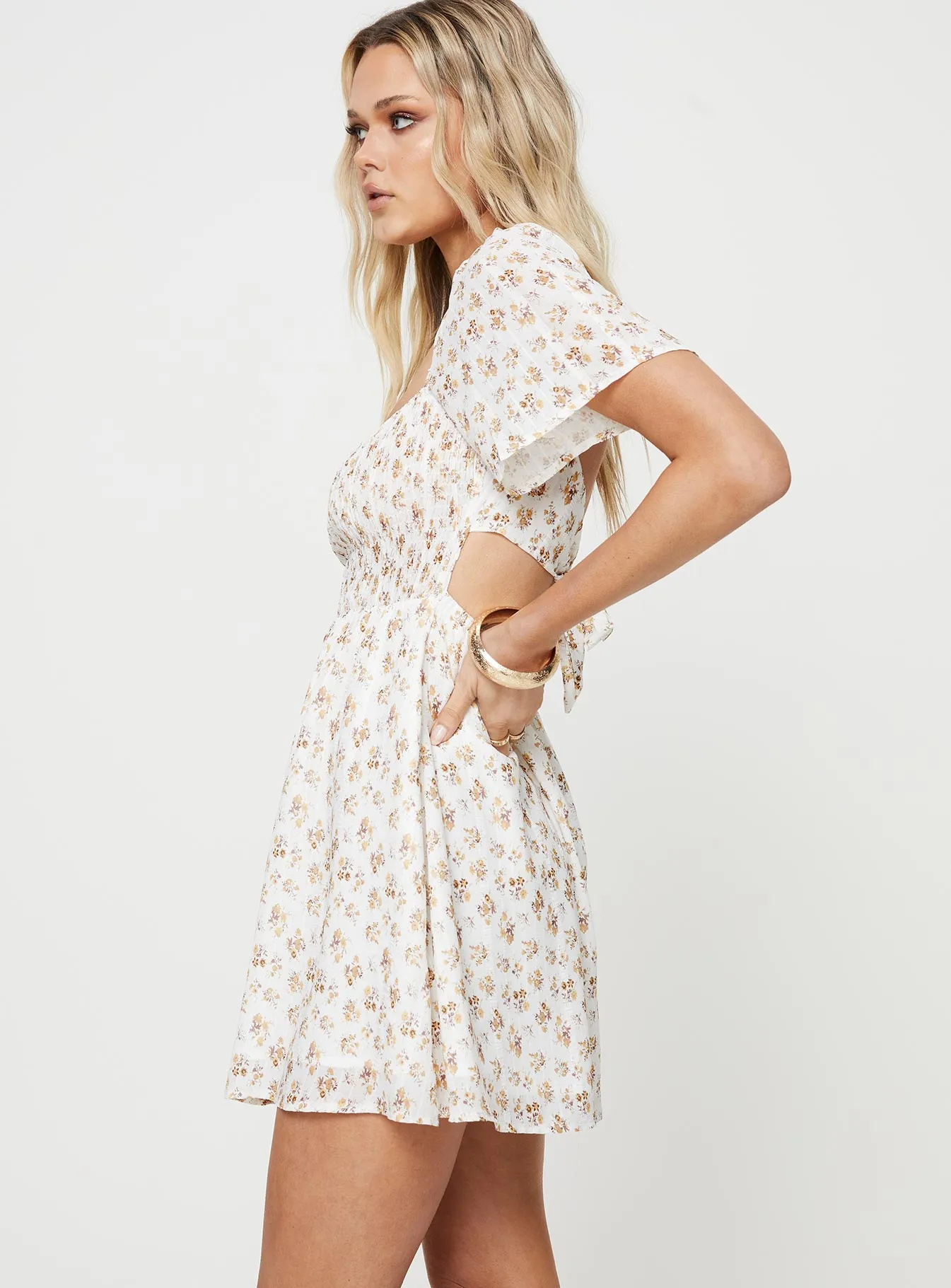 Bamboo Fiber Blend Summer Nights Mini Dress White Floral