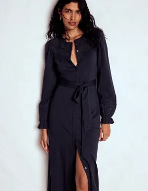 Poetic Mood Pippa Broderie Jersey Dress-Navy