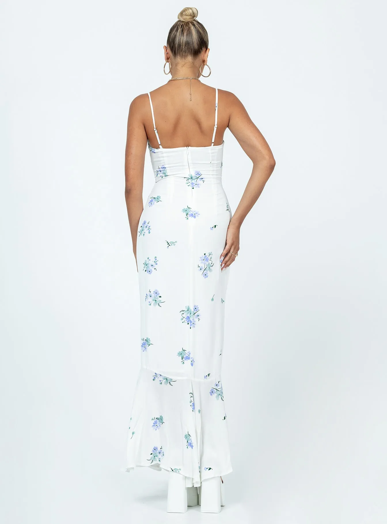 Sun Kiss Lamp Glow Sing Along Maxi Dress White / Blue