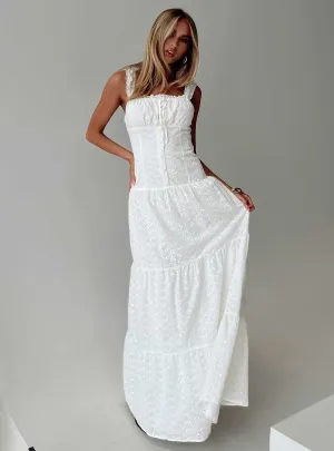 State Of Grace Embroidered Maxi Dress White Onyx Shine