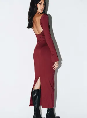 Crystal View Belfa Long Sleeve Maxi Dress Burgundy