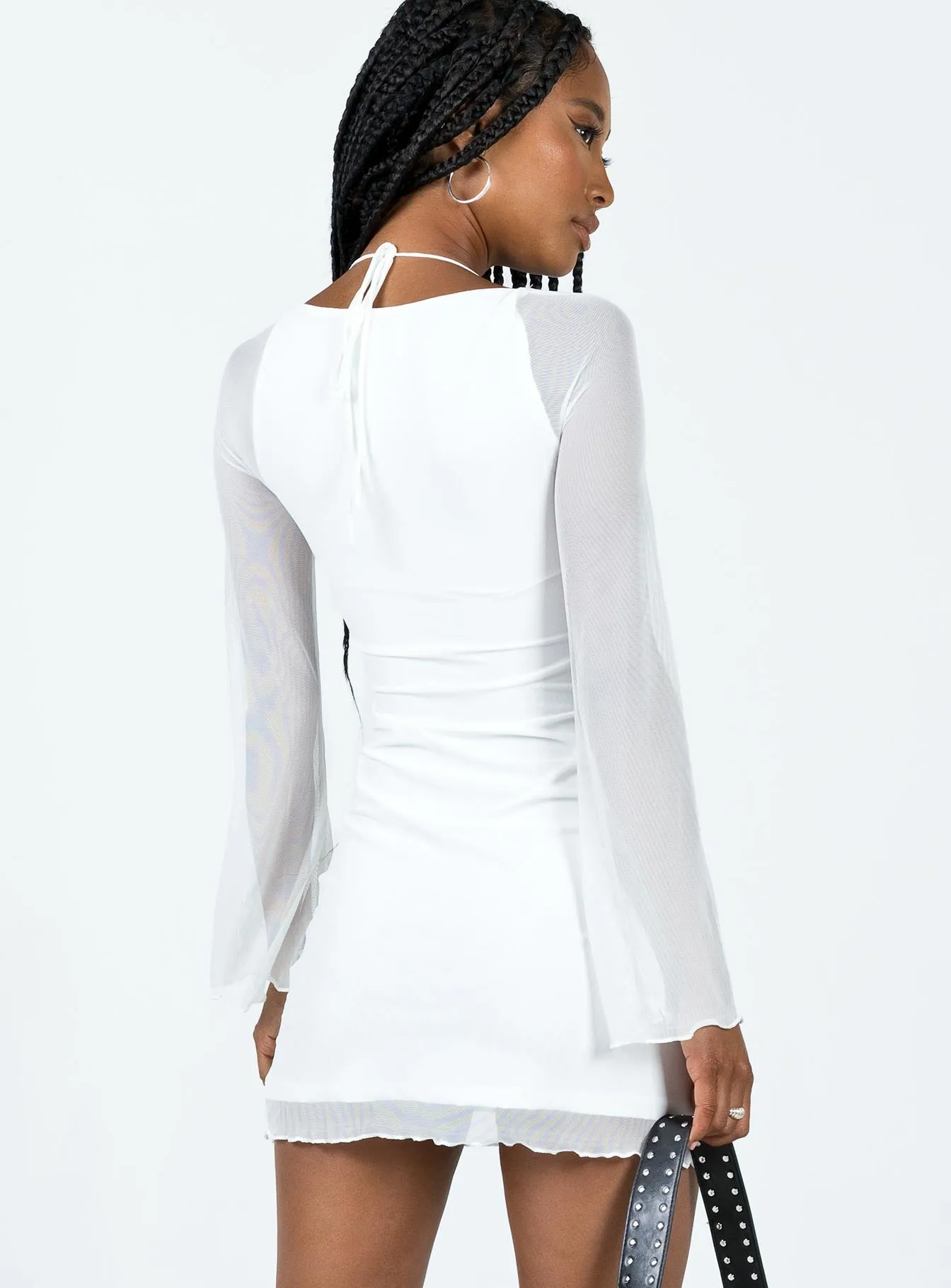 Casual chic style Bilbao Long Sleeve Mini Dress White