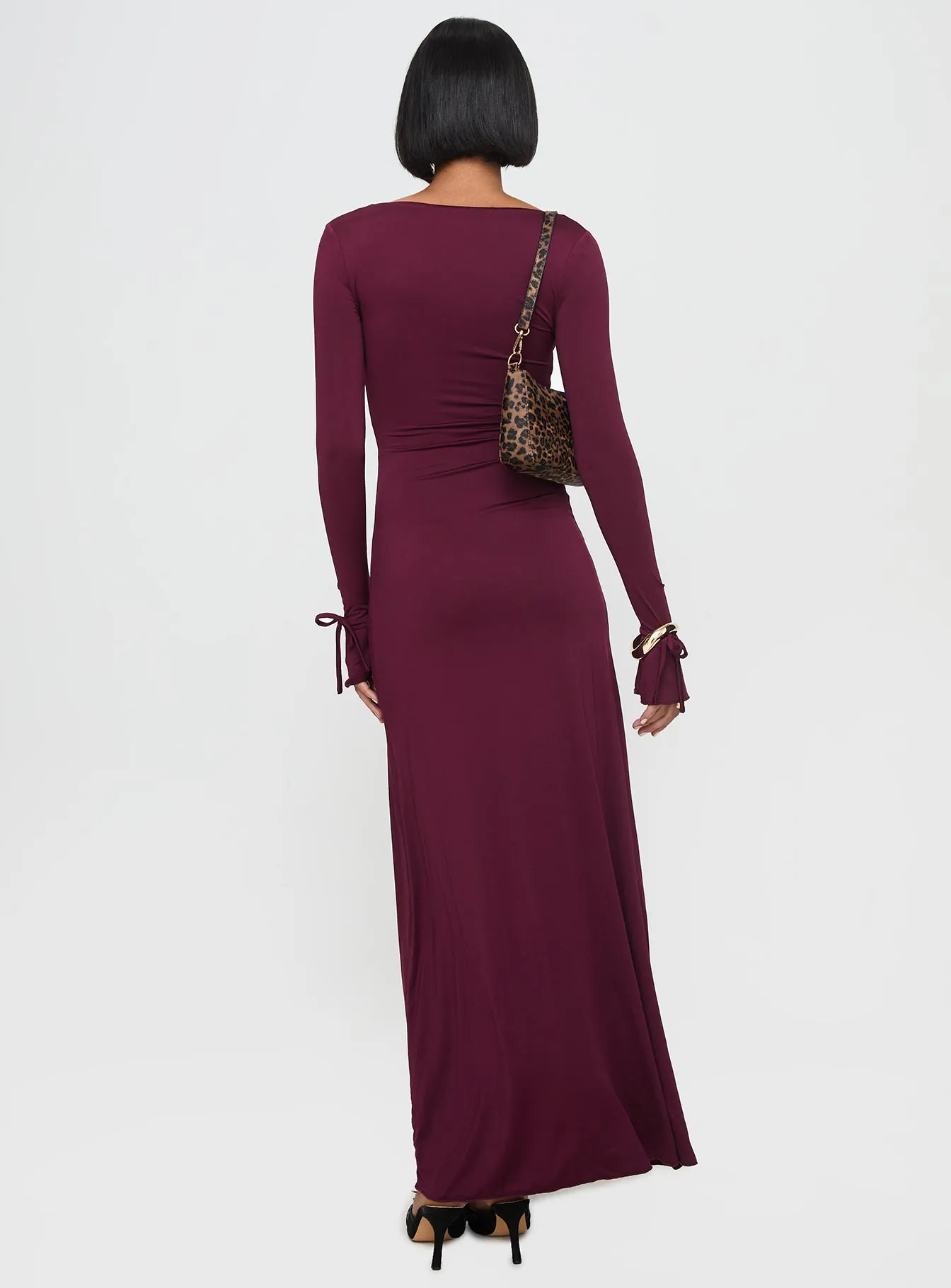 Flowing chiffon dress Delicate formal gown Dalzine Maxi Dress Burgundy