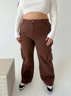 Darla Cargo Denim Jeans Brown Curve Stretch Classic Gym Ready