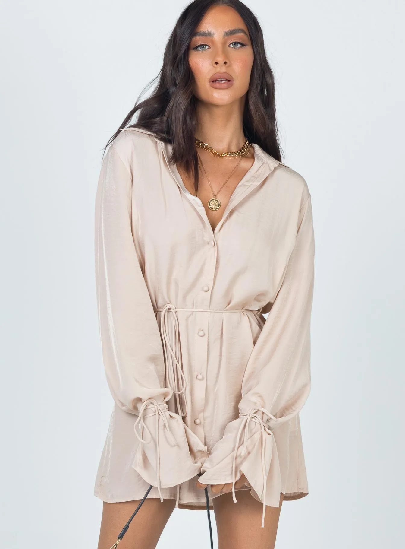 Modern and sleek mini Floral Prints Wear Forbidden Mini Dress Beige