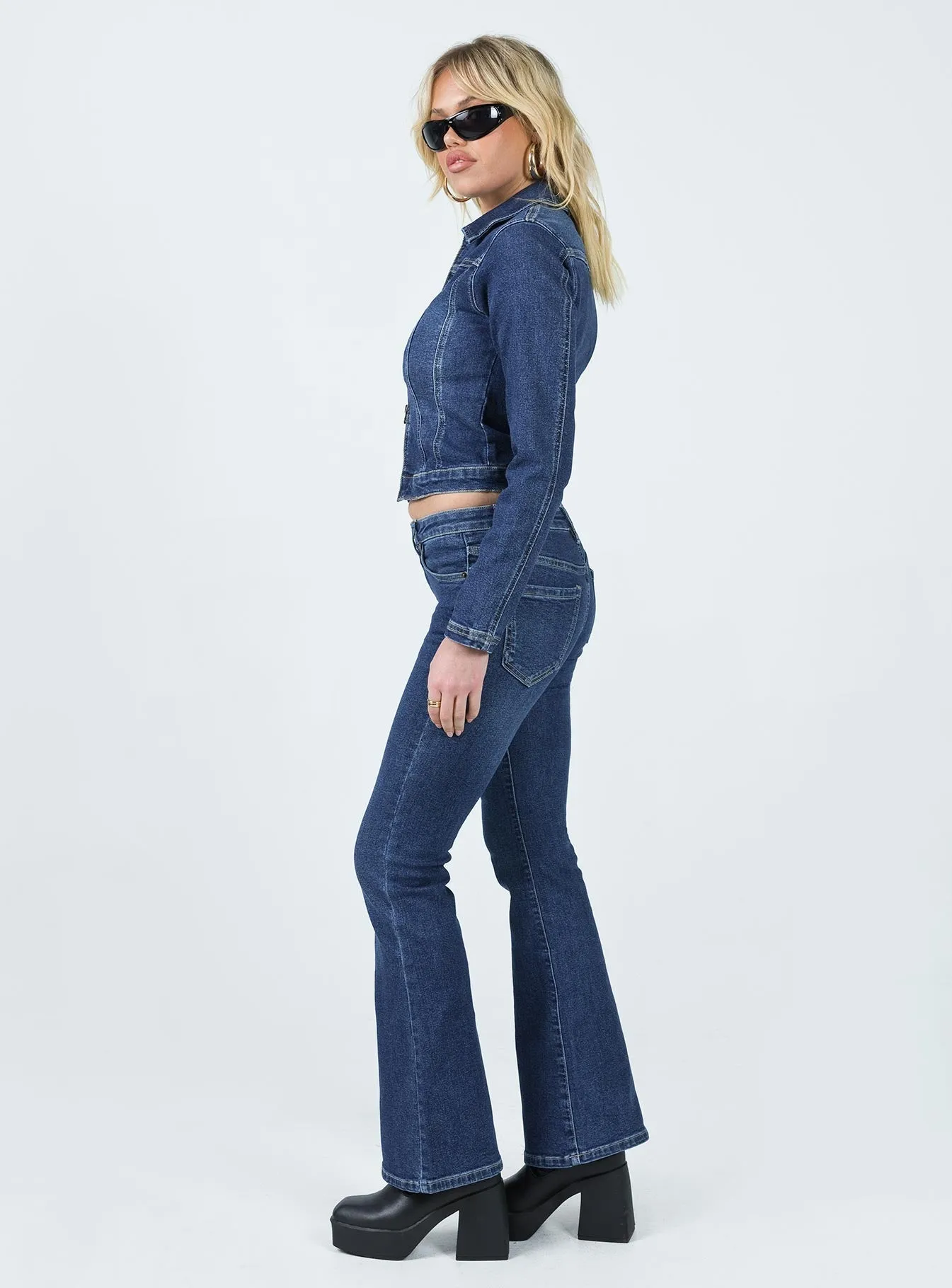 fade resistant color Samner Low Rise Bootcut Jeans Dark Blue