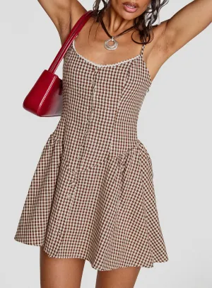 Reinforced Hemline Toulouse Mini Dress Brown Gingham