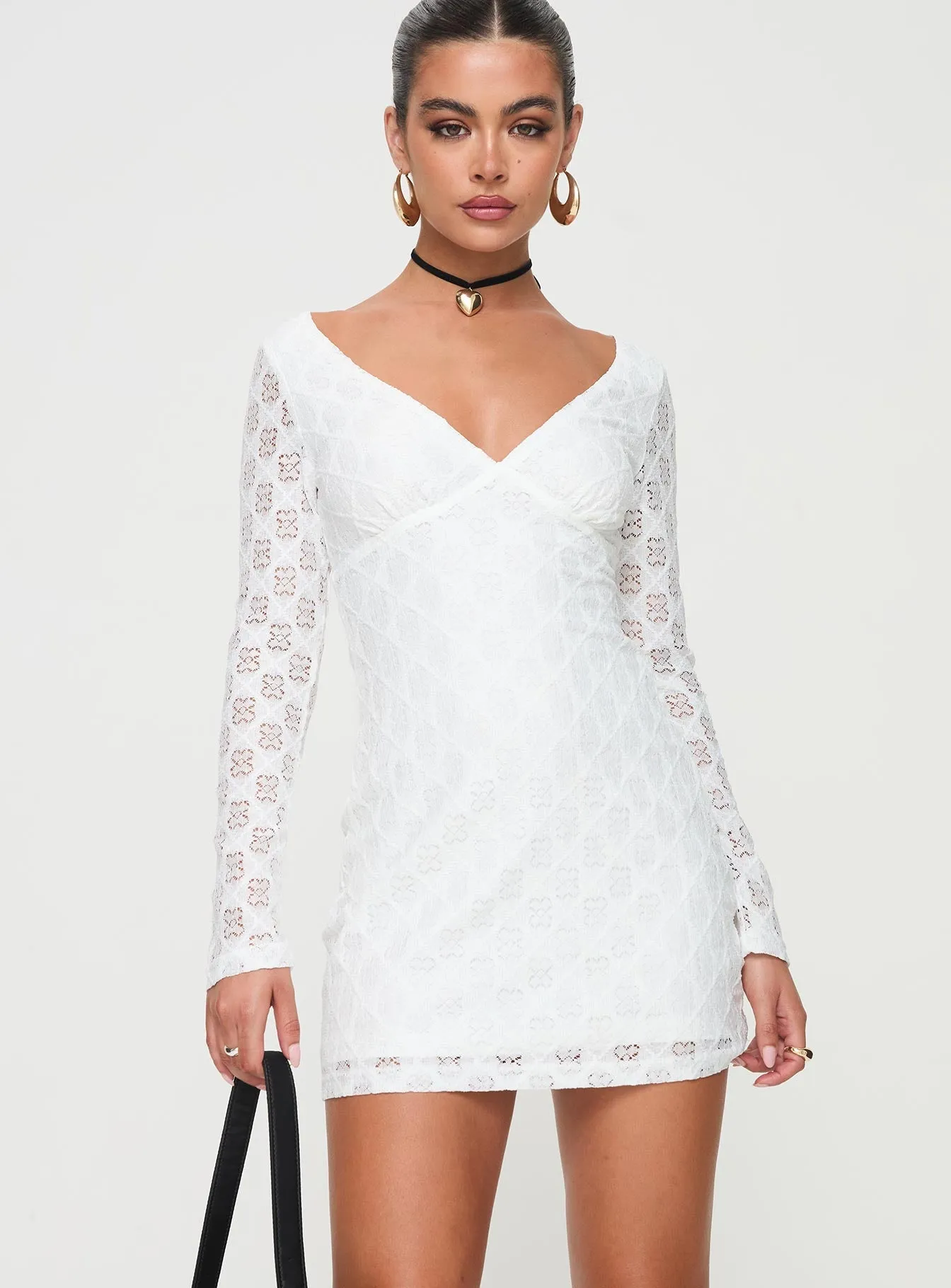 Show Pop Zeus Long Sleeve Mini Dress White