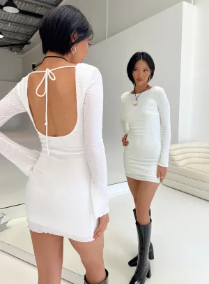 Batesom Long Sleeve Mini Dress White Star Glow