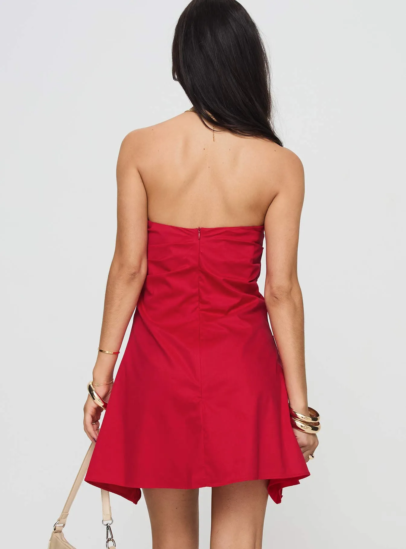 Slim Touch Street Spice Bradwell Strapless Mini Dress Red Tall
