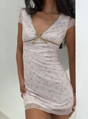 Cera Mini Dress Pink Relaxed Vibe Floral Look