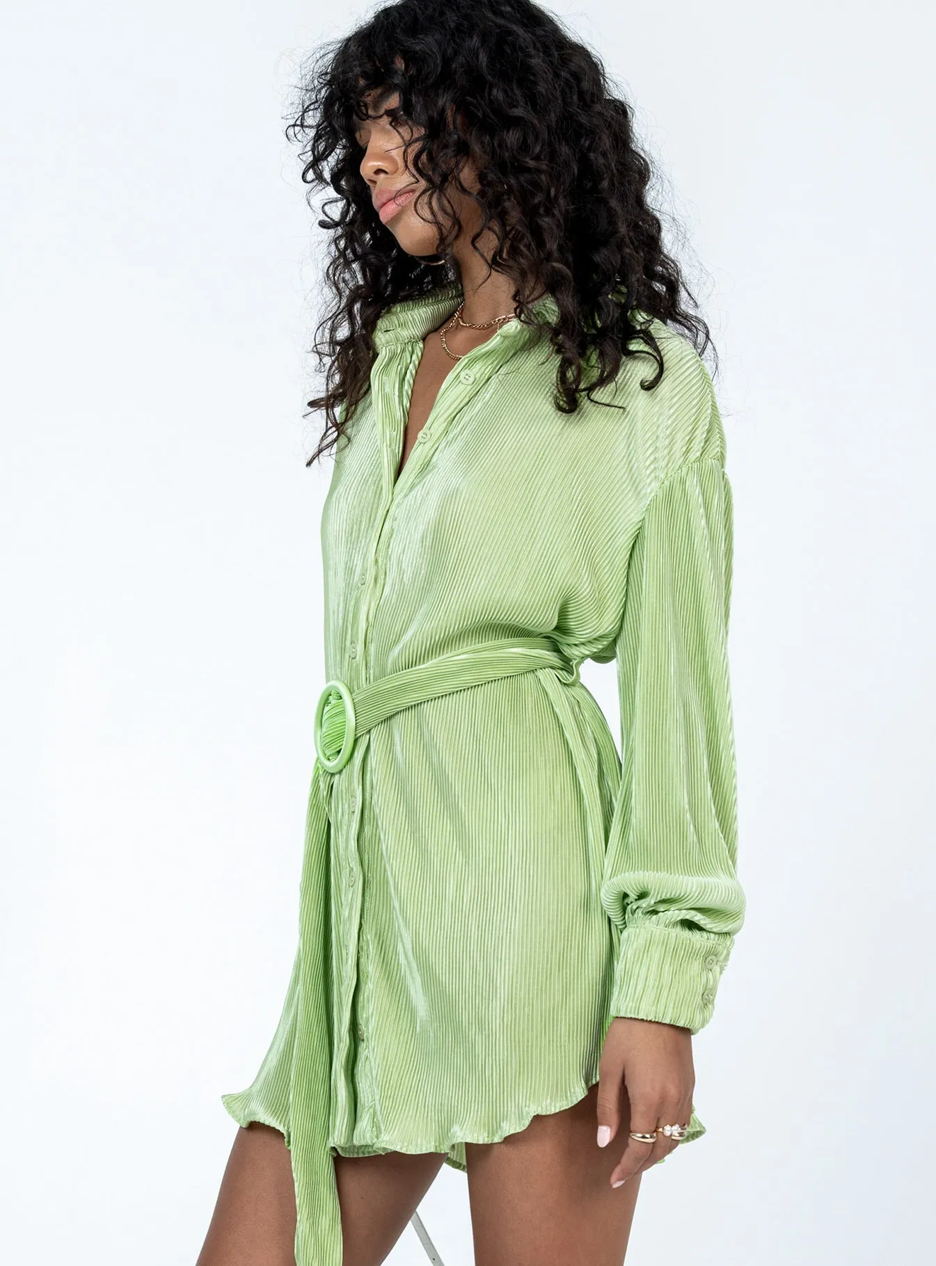 Edena Mini Dress Green Casual Fashion Look Light Soft