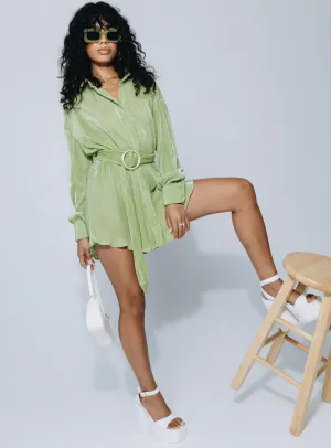 Wrinkle resistant fabric Chic Style Wear Edena Mini Dress Green