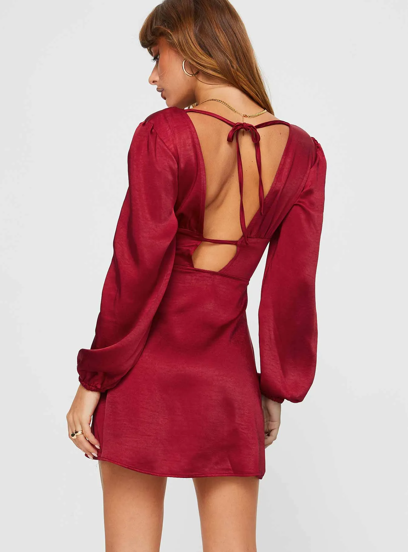 Relaxed mini for warm days Secure fastening Lakala Long Sleeved Mini Dress Red
