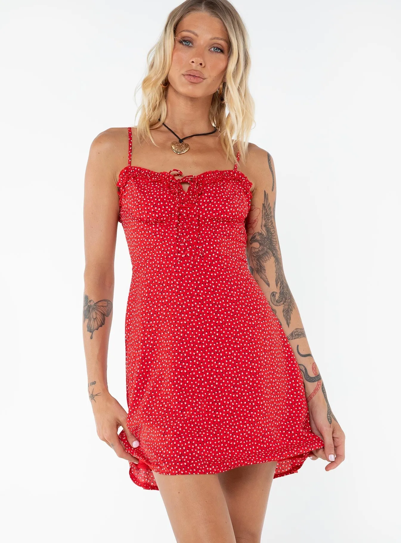 Fun Pop Trend Ride Love Birds Mini Dress Red Tall