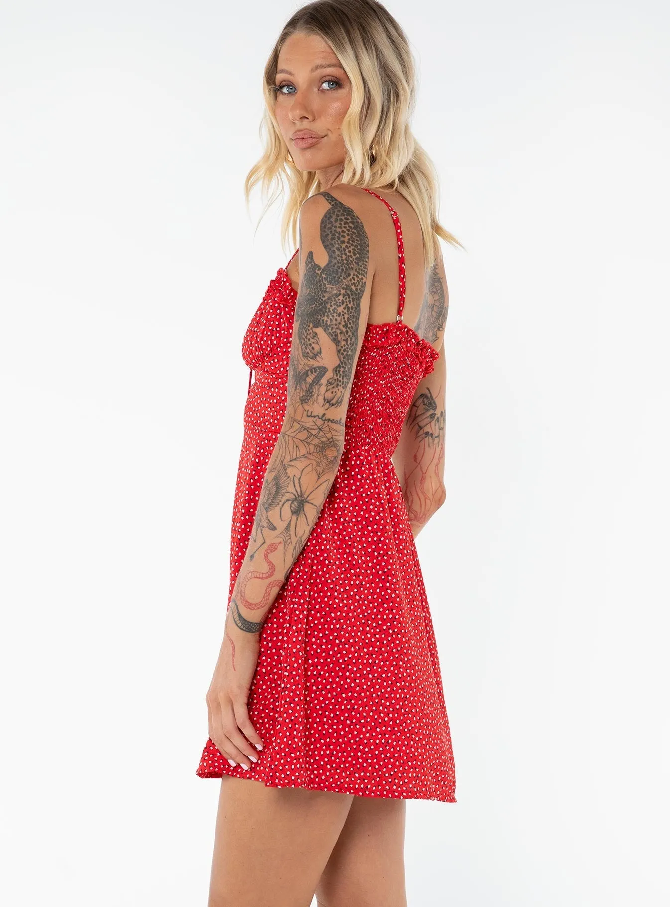 Love Birds Mini Dress Red Tall Flexible Waistband Tear Resistant